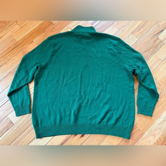 Polo Ralph Lauren Sweater Men’s Sz 4XB Green Orange Pony 1/4 Zip Knit Chunky VTG - Picture 8 of 11